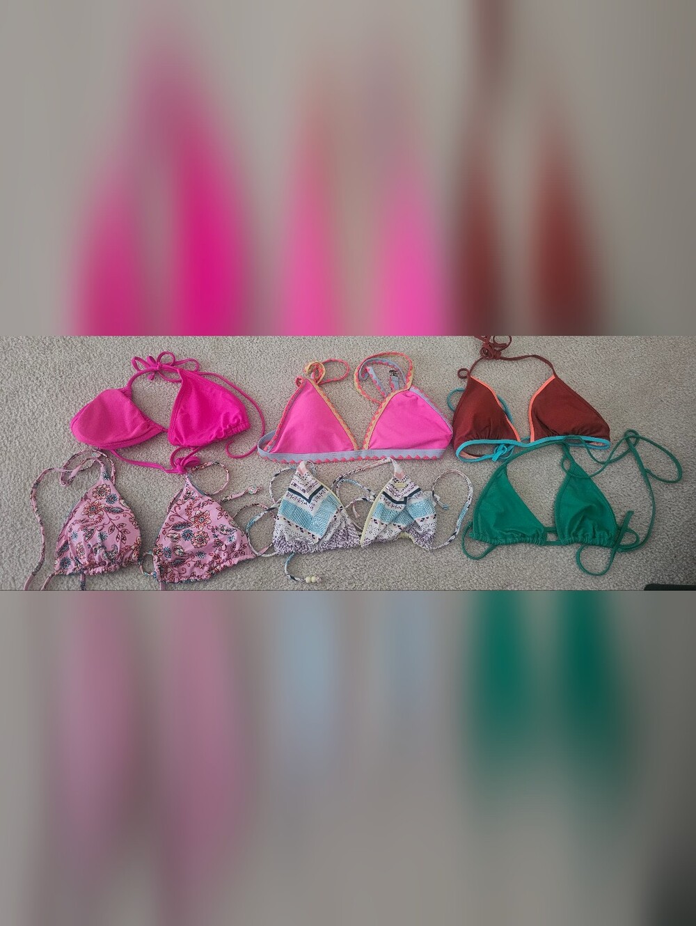 6Assorted swimwear tops features various styles including triangle Styles Size M - Picture 3 of 9